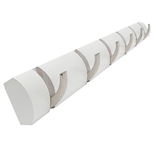 loiofoe con sistema de enganche de pared con 6 ganchos, Natural, Blanco, 29.1*2.4*1.2 inch