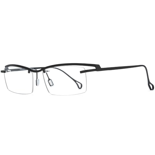Image of FONEX Pure Titanium Glasses Frame Men Semi Rimless Square Eyeglasses Eyewear DTX416