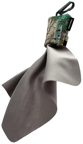 SPUDZ Ultra Microfiber Lens Cleaner – Closable Pouch, Clip-On, Washable – for Optics, Scopes, Glasses | Alpine Mountain Camo, 6 x 6 Inch
