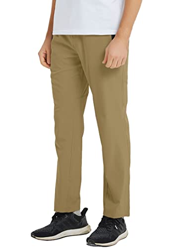 Basudam Men's Athletic Pants Thin Lightweight Quick Dry Zipper Pockets Outdoor Sports Pants For Running Jogging Hiking Khaki M #TOP1