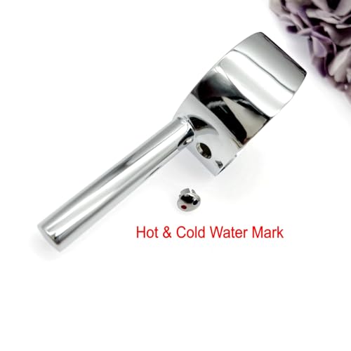 JZK 40# Zink-Legierung Wasserhahn Hebel runder Wasserhahn Griff mit heißem kaltem Wasser Markierung, Wasserhahn Hebel Griff für Küchenspüle Badezimmer Waschbecken Badewanne Wasserhahn Hebel Ersatz