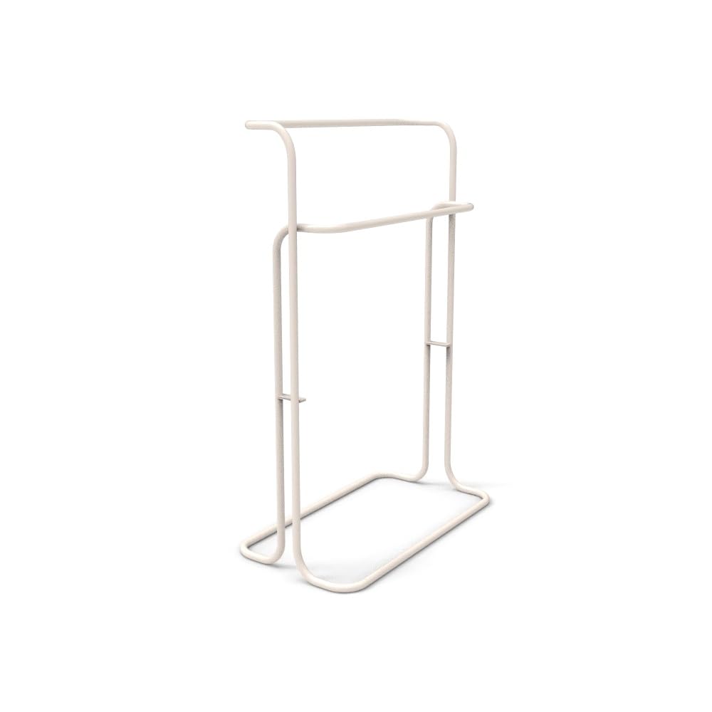 towel rail Bathroom Rack Towel Punch-free Floor Storage with Basket(Cream White)