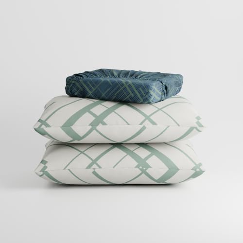Image of Stoa Paris 100% Cotton King Size Fitted Bedsheet with 2 Pillow Covers, 180TC Printed Bedding Set, All-Season Comfort, Soft & Lightweight, Home Decor, Urbanscape - Mosaic Canopy (182cmx198cm+30cm)