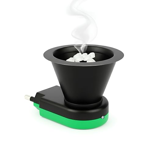 FAMEADDA Stainless Steel Kapoor Dani Stand/Camphor Burner for Fragrance/Electric Direct Plug in Diffuser/Dhoop Dani Incense Burner/Home Electric Direct Plug in Diffuser (Green and Black)