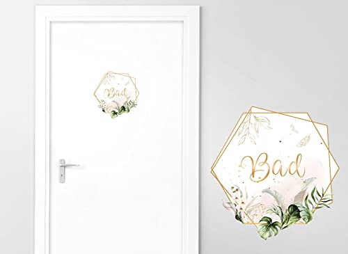 Grandora Türaufkleber Bad mit Orchideen I Motiv 14 I Wandsticker selbstklebend WC Wandaufkleber Toilette Wandtattoo Badezimmer Aufkleber Sticker DL446-14