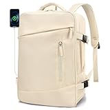 BAGZY Mochila 40x30x15 Iberia Mochila Avion Air France British Airways Equipaje de Mano 30x40x15 Mochilas Viaje 20L Mochilas Cabina Impermeable para Ordenador Portáti con Puerto USB Hombre Mujer Beis