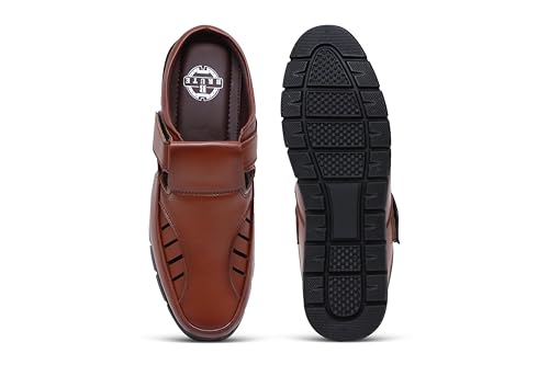 Image of BRUTE Leather Sandals for Men | Open Fisherman Sandals | Half Sandals