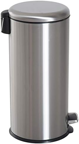 HOMCOM Foot Pedal Bin Stainless Steel Metal Waste Rubbish Lid Kitchen Garbage Versatile For Home Office 30L