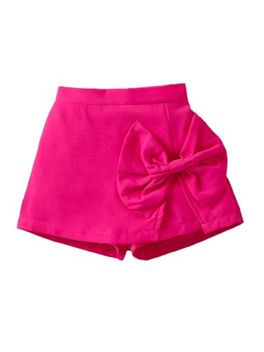 Image of BEAUDRM Girl's Elastic Waist Bow Front Trousers Split Straight Leg Cute Skort