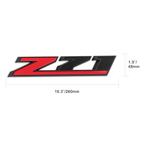 Image of 2Pcs 10.3 inch Z71 Emblem Badges for GM Chevy Silverado Colorado GMC Sierra Tahoe Suburban (Matte Black+Red)