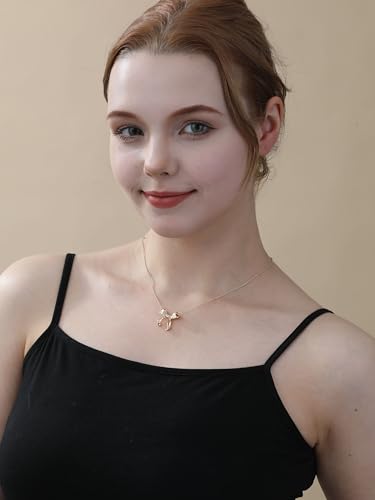 Bow Necklace for Women 14K Gold Plated Bowknot Dainty Bow Pendant Chain Necklace Fashion Jewelry Gifts