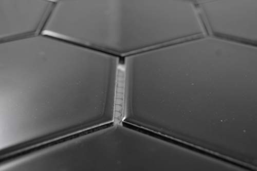 Mosaik Fliese Keramik Hexagon schwarz glänzend Küche Fliese WC Badfliese MOS11F-0301_f | 10 Mosaikmatten