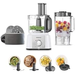 Procesador De Alimentos Kitchenaid P2 Kenwood MultiPro Express FDP65.450 WH - Procesador de Alimentos (1000 W, bol de 3 L, batidora de vaso de 1.5 L, exprimidor, accesorios de corte)