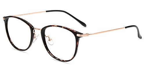 Image of Firmoo Blue Light Glasses, Vintage Overall Round Readers Lightweight Computer Eyewear Frame for Women Men