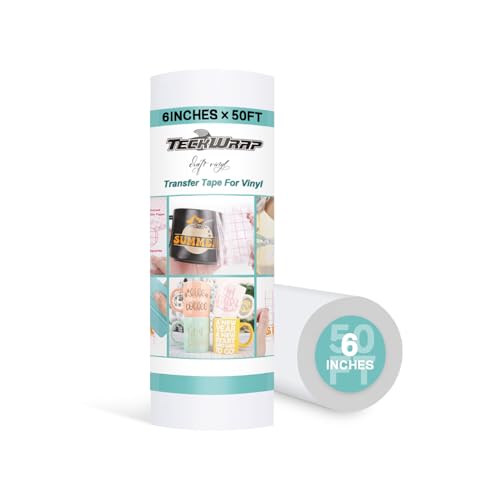 TECKWRAP Clear Vinyl Transfer Paper Tape Roll - 6' x 50 FT Matte...