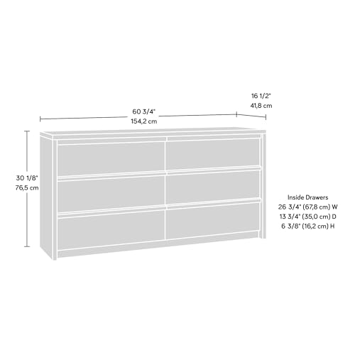 Sauder Harvey Park 6 Drawer Dresser for Bedroom Wooden Dressers & Chest of Drawers, in Grand Walnut