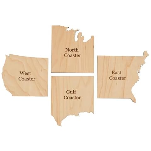 USA Coasters Maple Wood North South East West Coasters - fun and unique gift - Made in the USA - great Christmas Gift! Cover