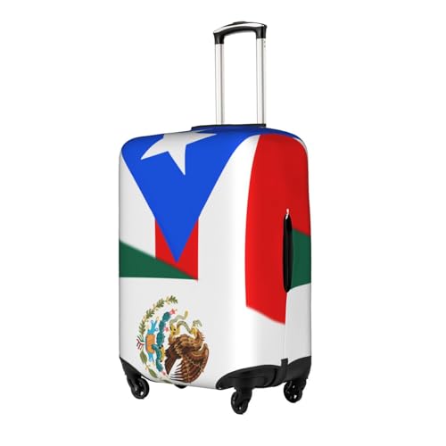 Travel Luggage Cover Half Puerto Rico Half Mexico Flag Fashion Washable Baggage Suitcase Protector Fit For Luggage Small2