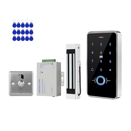 XYBkey Outdoor Fingerprint Access Keypad, RFID Keypad Control System Kit, Touch Screen, Electronic Door Opening System, 13.56MHz Card, IP68 Waterproof Electric Magnetic Lock