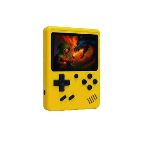 Consola Retro portátil con 400 Juegos clásicos.Consola Retro para niños y Adultos con Pantalla a Color de 3” y Compatible con conexión a TV. Consola de Videojuegos portátil. Color Amarillo