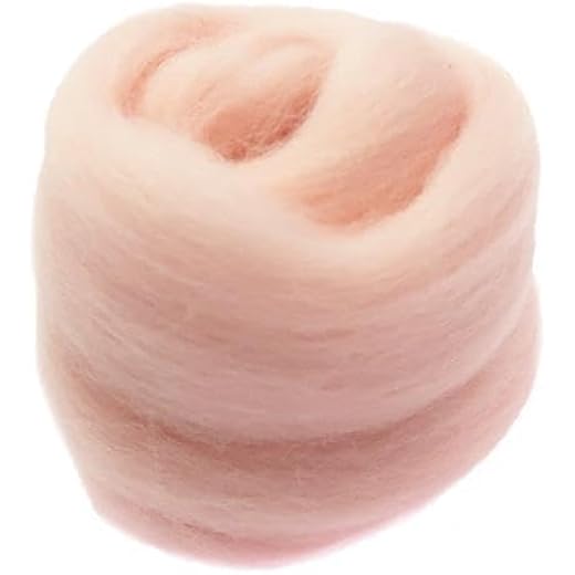 Handmade Wool Roving Fibre Light Pink 10g