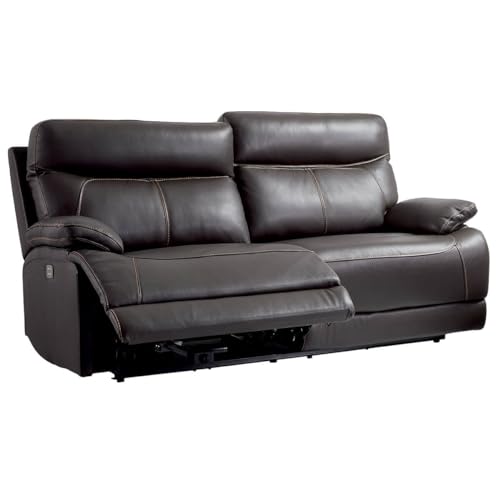 AltoBuy CORDOUE - Canapé Relax Electrique 3 Places Cuir Marron