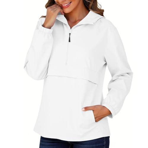 Coupe-vent léger respirant pour femme veste imperméable sport avec capuche fixe