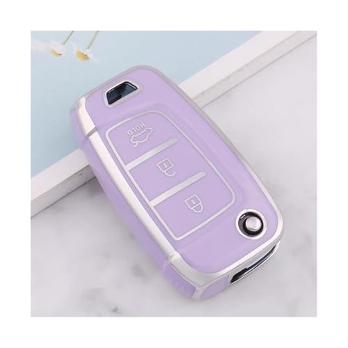 Étui pliable voiture TPU violet pour clé Elantra Solaris I30 KONA
