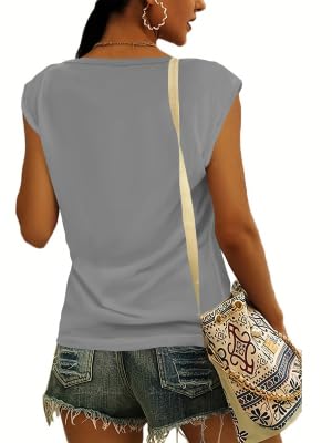 T-shirt d'été pour femme gris M idéal pour vos sorties en terrasse