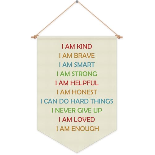 Inspirational Quote Banner Hanging Pennant Flag Banner for Playroom Positive Affirmations Gift Wall Sign Decor for Nursery Decor Bedroom Kids Room Wall Banners Linen Game Room Christmas Birthday Gifts