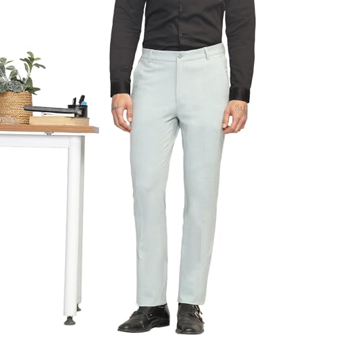 Image of SUBTRACT Men 4 Way Stretch Wrinkle Free Slim Fit Formal Trouser in with 2 Inch Flexible Waistband | Men's Trousers for Office Or Party