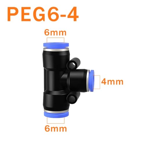 Connecteurs pneumatiques PE type T PEG 6-4 mm pour tube d'air comprimé
