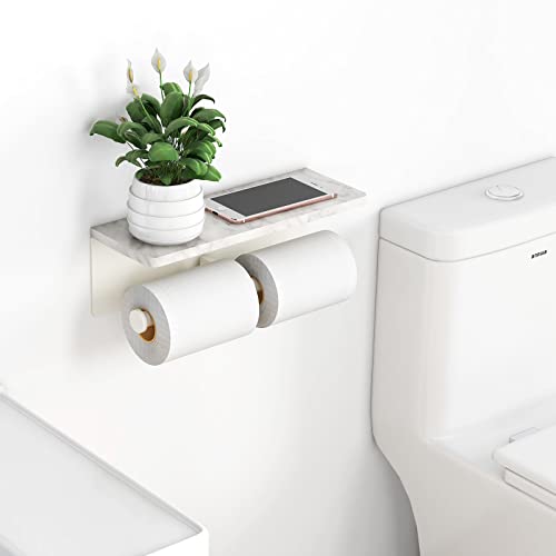 White-Toilet-Paper-Holder-with-Shelf-New-Upgrade-Double-Toilet-Paper-Holder-with-Storage-Marble-Roll-Toilet-Paper-Wall-Mount-for-Bathroom-Washroom White Toilet Paper Holder with Shelf New Upgrade Double Toilet Paper Holder with Storage Marble Roll Toilet Paper Wall Mount for Bathroom Washroom