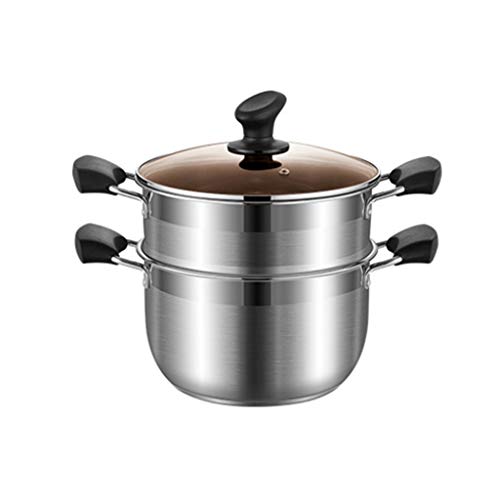 Olla de vapor de acero inoxidable gruesa de doble uso para el hogar, de dos capas, 24 cm