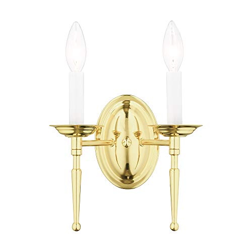 Livex Lighting 5122-02 Williamsburg 2-Light Wall Sconce, Polished Brass #TOP5