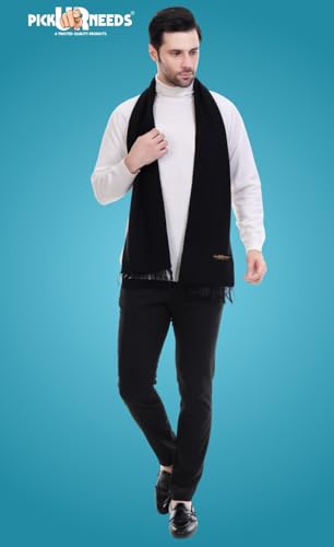 Image of Pick Ur Needs Premium Men's Warm And Stylish Woolen Muffler With Solid Color Plain Design And Stylish Tussles Ends Muffler For Men