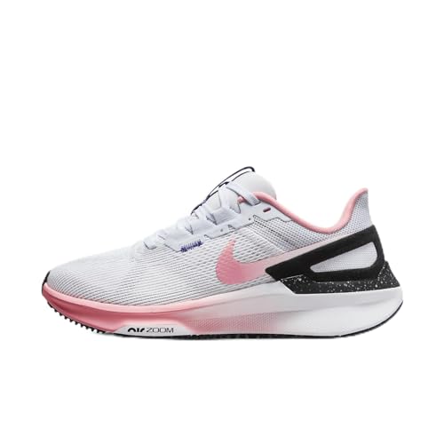 Nike Structure 25 Women's Road Running Shoes (FQ8770-100, White/Black/Court Purple/Coral Chalk) Size 6