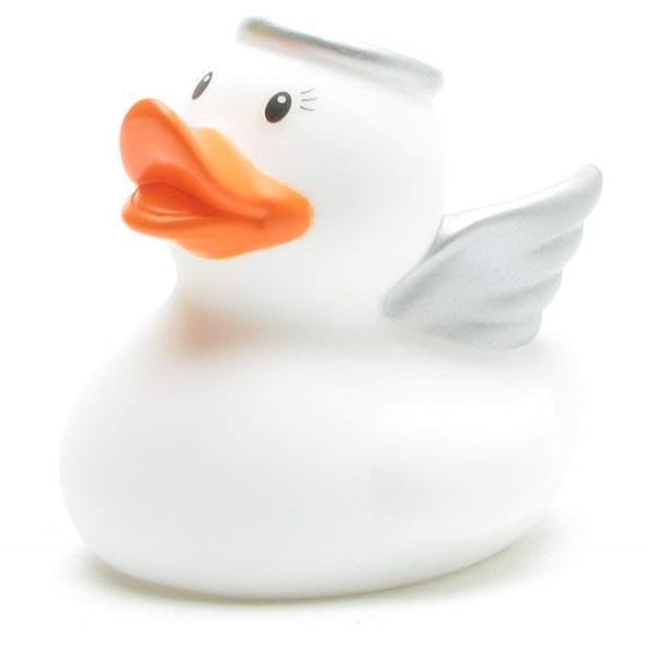 Angel Squeaky Duck with Rubber Duck Keyring Set I L 8.5 cm I Squeaky Duck I Gift for Believers