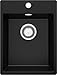 Produktbild PRIMAGRAN Spülbecken Schwarz 38x50cm, Granitspüle 1 Becken + Ablauf-Set, Küchenspüle ab 40er Unterschrank - Riga S001