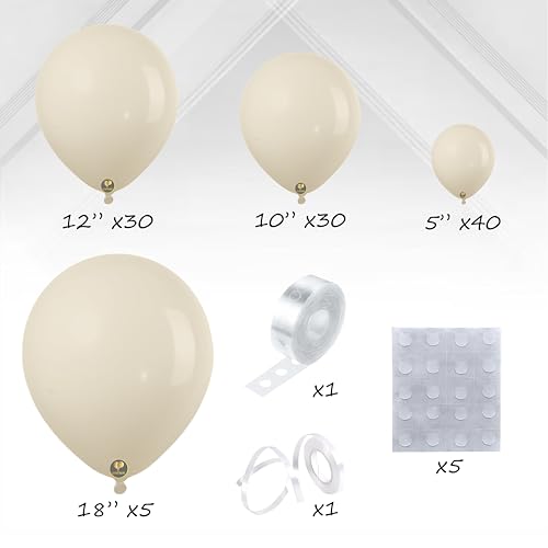 Image of AFTERLOON Biodegradable Natural Rubber Latex 112pcs Sand White Different Sizes 18 inch 12 inch 10 inch 5 inch Plastic-Free Alternative Balloon Garland Arch Kit perfect foration, Graduation, Baby Shower, Wedding
