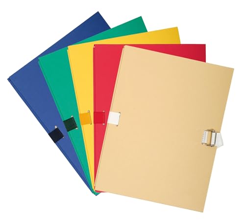 Exacompta - Réf. 223000E - Carton de 25 chemises à dos extensible en papier toilé couleur - dos extensible jusqu'à 13 cm - fermeture par sangle - dim 24 x 32 cm - pour A4