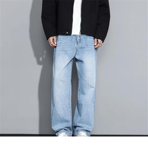 Men's Casual Jeans Korean Loose Solid Color Trousers Straight Vintage Wide Legs Denim Pants2