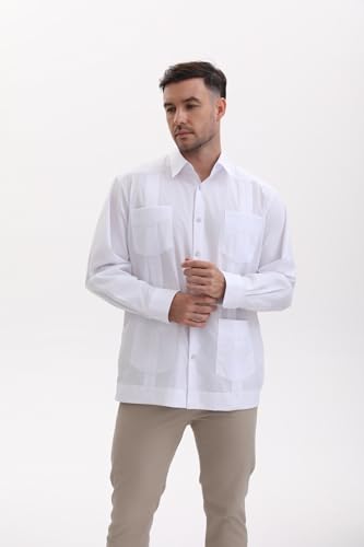 Mens Snap Shirts, Guayabera Shirts for Men Long Sleeve Guayabera Shirts4
