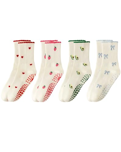 Chaussettes antidérapantes pilates yoga barre ballet hôpital Yawlsow lot de 4 paires