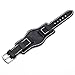 JUSTYINUO Leder Manschettenriemen 22 mm 24 mm Gurt for Kissen Handgelenkschutz Gelb Roter Gurt Uhrenarmband (Band Color : Black, Band Width : 24mm)