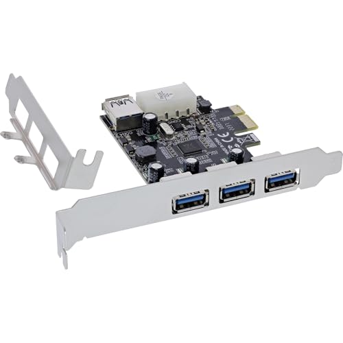 InLine® Tarjeta de Interfaz, 3 x + 1 x USB 3.2 Gen.1, PCIe, Compatible con Molex, Conector de alimentación de 4 Pines, Incluye Soporte de Perfil bajo, 76662D