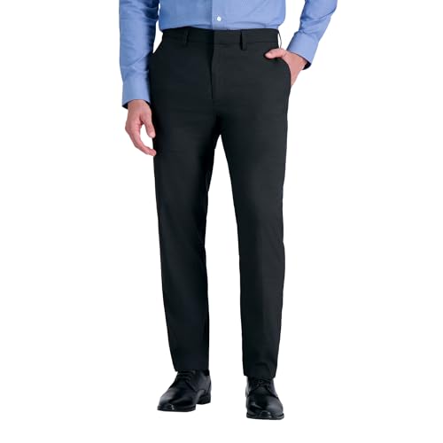 Haggar Men's Slim Fit Flex Waistband Subtle Pattern Dress Pant