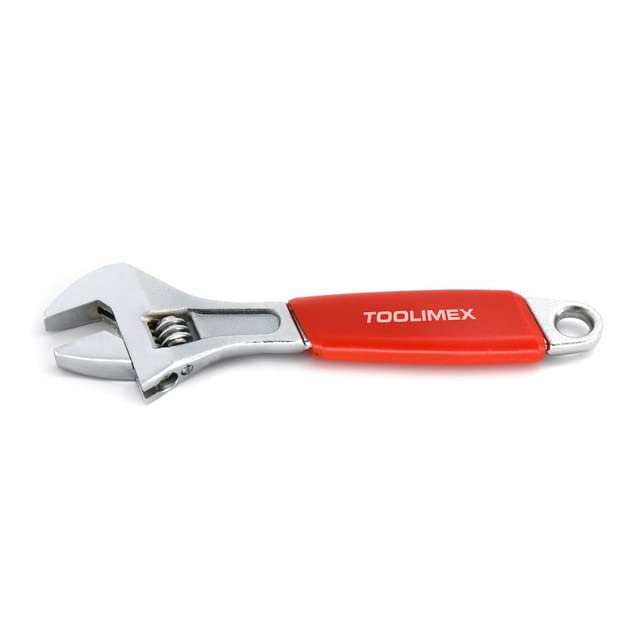 TOOLIMEXAdjustable Wrench, Chrome Plated finish with Red half grip.