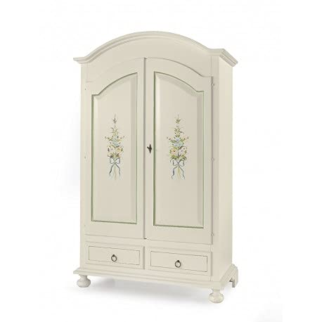 Armoire En Bois Massif Arte Povera Mar.c.a. Design - 125x61x200cm, 2 Portes/2 Tiroirs, Finition Noyer, Fabriqué Italie