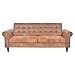 Produktbild Festnight Schlafsofa mit Armlehnen Schlafcouch Kunstleder Wohnzimmersofa Chesterfield-Look Sofa Braun